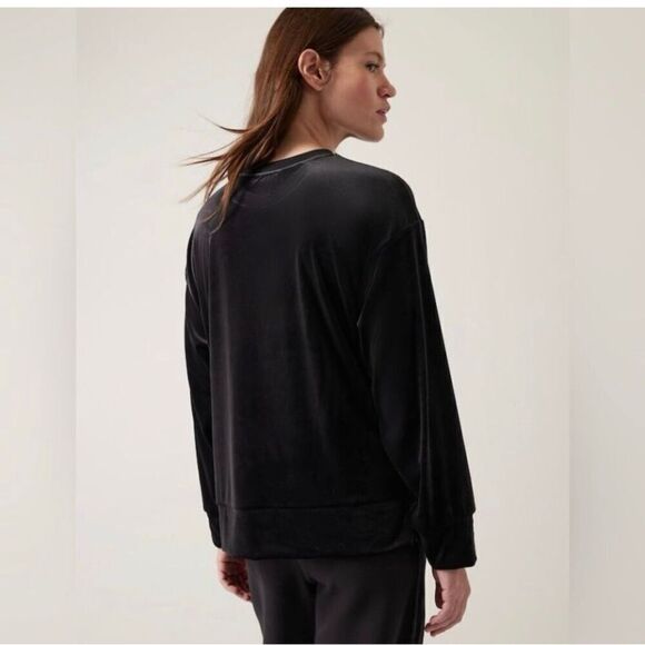 Athleta Retroplush Velvet Mixed Media Crewneck Oversized Sweatshirt Size M #2373 - Picture 3 of 16